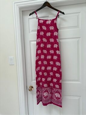 Pink Elephant Print Maxi Dress girls XL